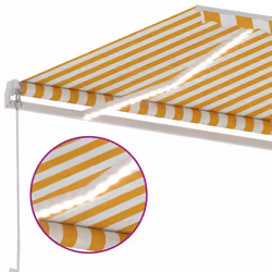 vidaXL Manual Retractable Awning with LED 400x350 cm Yellow and White Outdoor