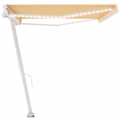 vidaXL Manual Retractable Awning with LED 500x350 cm Yellow and White Outdoor