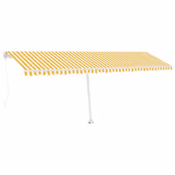 vidaXL Freestanding Manual Retractable Awning 600x350 cm Yellow/White Outdoor