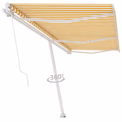 vidaXL Freestanding Manual Retractable Awning 600x350 cm Yellow/White Outdoor
