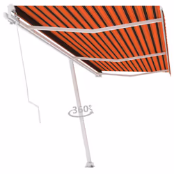 vidaXL Freestanding Manual Retractable Awning 600x350 cm Orange/Brown Outdoor