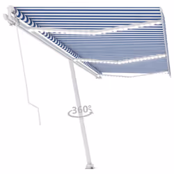 vidaXL Manual Retractable Awning with LED 600x350 cm Blue and White Outdoor
