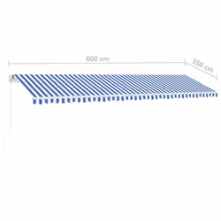 vidaXL Manual Retractable Awning with LED 600x350 cm Blue and White Outdoor