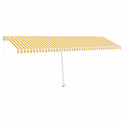 vidaXL Manual Retractable Awning with LED 600x350 cm Yellow and White Outdoor