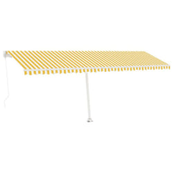 vidaXL Manual Retractable Awning with LED 600x350 cm Yellow and White Outdoor