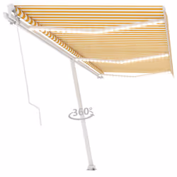 vidaXL Manual Retractable Awning with LED 600x350 cm Yellow and White Outdoor