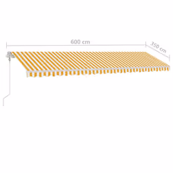 vidaXL Manual Retractable Awning with LED 600x350 cm Yellow and White Outdoor