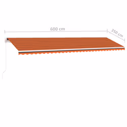 vidaXL Manual Retractable Awning Outdoor Outdoor Awning Folding Arm with LED - 600 x 350 cm