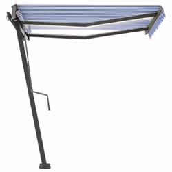 vidaXL Manual Retractable Awning with LED 300x250 cm Blue and White Balcony