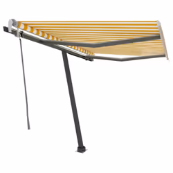 vidaXL Manual Retractable Awning with LED 300x250 cm Yellow and White Balcony