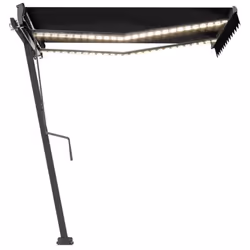 vidaXL Manual Retractable Awning with LED 300x250 cm Anthracite Balcony Patio