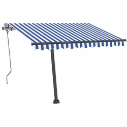 vidaXL Manual Retractable Awning with LED 350x250 cm Blue and White Balcony