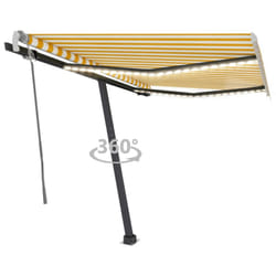 vidaXL Manual Retractable Awning with LED 350x250 cm Yellow and White Balcony