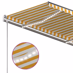 vidaXL Manual Retractable Awning with LED 350x250 cm Yellow and White Balcony