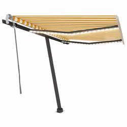 vidaXL Manual Retractable Awning with LED 350x250 cm Yellow and White Balcony