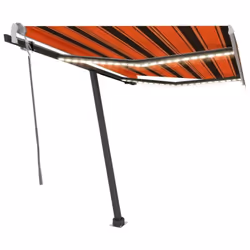 vidaXL Manual Retractable Awning with LED 350x250 cm Orange and Brown Balcony