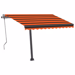 vidaXL Manual Retractable Awning with LED 350x250 cm Orange and Brown Balcony