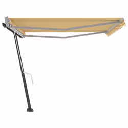 vidaXL Freestanding Manual Retractable Awning 400x300 cm Yellow/White Outdoor
