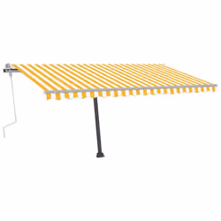 vidaXL Freestanding Manual Retractable Awning 400x300 cm Yellow/White Outdoor
