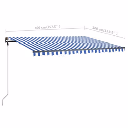 vidaXL Manual Retractable Awning with LED 400x300 cm Blue and White Balcony