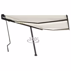 vidaXL Manual Retractable Awning with LED 400x300 cm Cream Balcony Garden