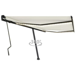 vidaXL Manual Retractable Awning with LED 400x300 cm Cream Balcony Garden