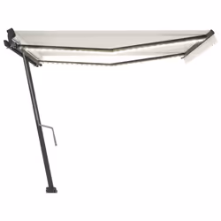 vidaXL Manual Retractable Awning with LED 400x300 cm Cream Balcony Garden