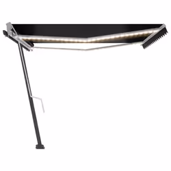 vidaXL Manual Retractable Awning with LED 400x300 cm Anthracite Balcony Patio