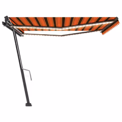 vidaXL Manual Retractable Awning with LED 400x300 cm Orange and Brown Balcony