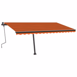 vidaXL Manual Retractable Awning with LED 400x300 cm Orange and Brown Balcony