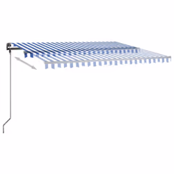 vidaXL Manual Retractable Awning with LED 450x300 cm Blue and White Balcony