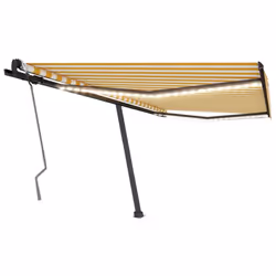 vidaXL Manual Retractable Awning with LED 450x300 cm Yellow and White Balcony