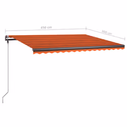 vidaXL Manual Retractable Awning with LED 450x300 cm Orange and Brown Balcony