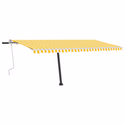 vidaXL Freestanding Manual Retractable Awning 500x300 cm Yellow/White Outdoor