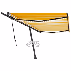vidaXL Manual Retractable Awning with LED 500x300 cm Yellow and White Balcony