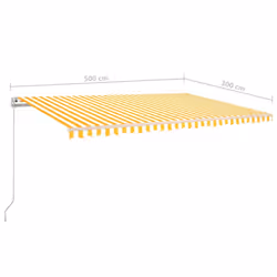 vidaXL Manual Retractable Awning with LED 500x300 cm Yellow and White Balcony