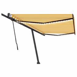 vidaXL Manual Retractable Awning with LED 500x300 cm Yellow and White Balcony