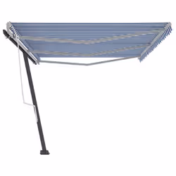 vidaXL Freestanding Manual Retractable Awning 600x300 cm Blue/White Outdoor