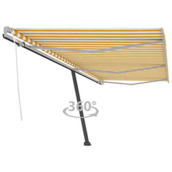 vidaXL Freestanding Manual Retractable Awning 600x300 cm Yellow/White Outdoor