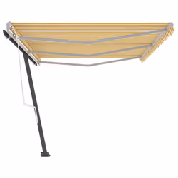vidaXL Freestanding Manual Retractable Awning 600x300 cm Yellow/White Outdoor