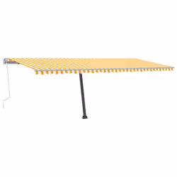 vidaXL Freestanding Manual Retractable Awning 600x300 cm Yellow/White Outdoor