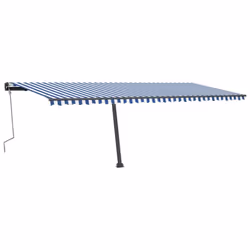 vidaXL Manual Retractable Awning with LED 600x300 cm Blue and White Balcony