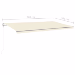 vidaXL Manual Retractable Awning with LED 600x300 cm Cream Balcony Garden