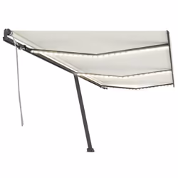 vidaXL Manual Retractable Awning with LED 600x300 cm Cream Balcony Garden