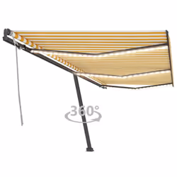 vidaXL Manual Retractable Awning with LED 600x300 cm Yellow and White Balcony
