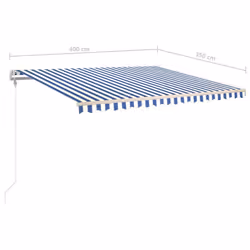 vidaXL Freestanding Manual Retractable Awning 600x300 cm Blue/White Outdoor