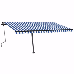 vidaXL Freestanding Manual Retractable Awning 600x300 cm Blue/White Outdoor