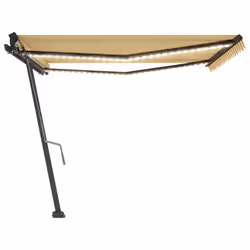 vidaXL Manual Retractable Awning with LED 400x350 cm Yellow and White Balcony