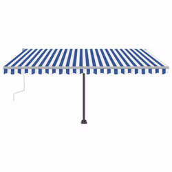 vidaXL Freestanding Manual Retractable Awning 450x350 cm Blue/White Outdoor