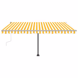 vidaXL Freestanding Manual Retractable Awning 450x350 cm Yellow/White Outdoor